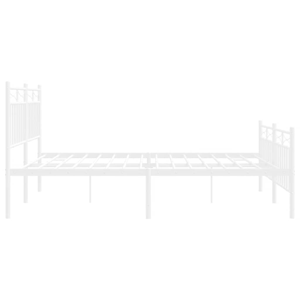 Metal Bed Frame without Mattress with Footboard White 150x200 cm