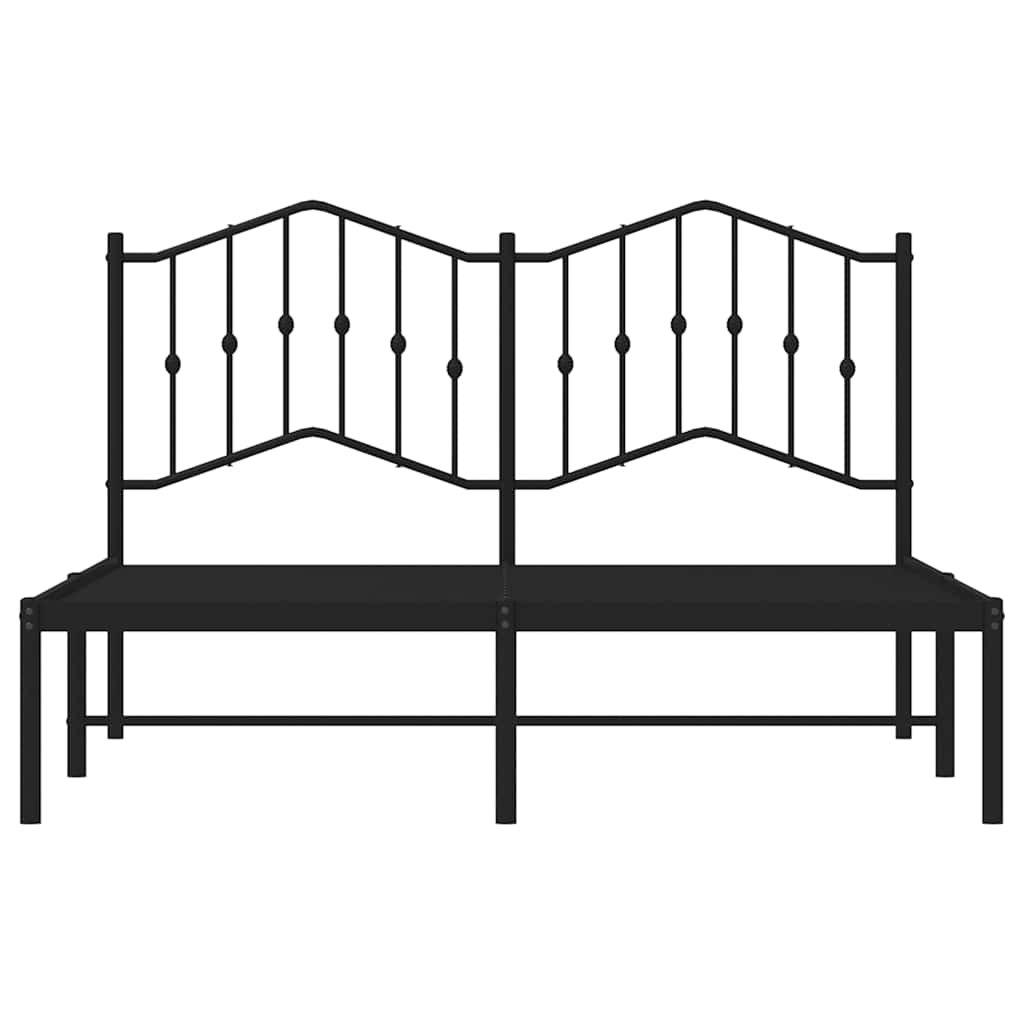 Metal Bed Frame without Mattress with Headboard Black 135x190 cm