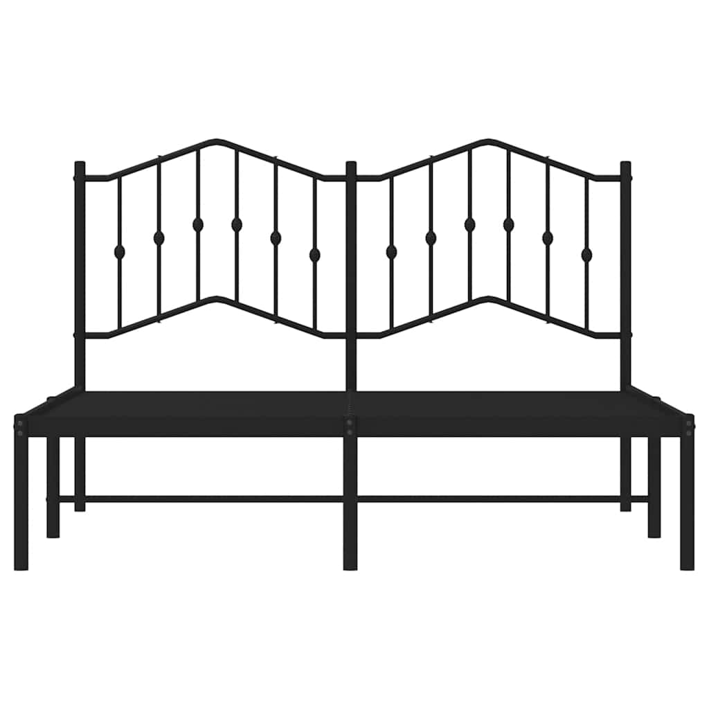 Metal Bed Frame without Mattress with Headboard Black 150x200 cm