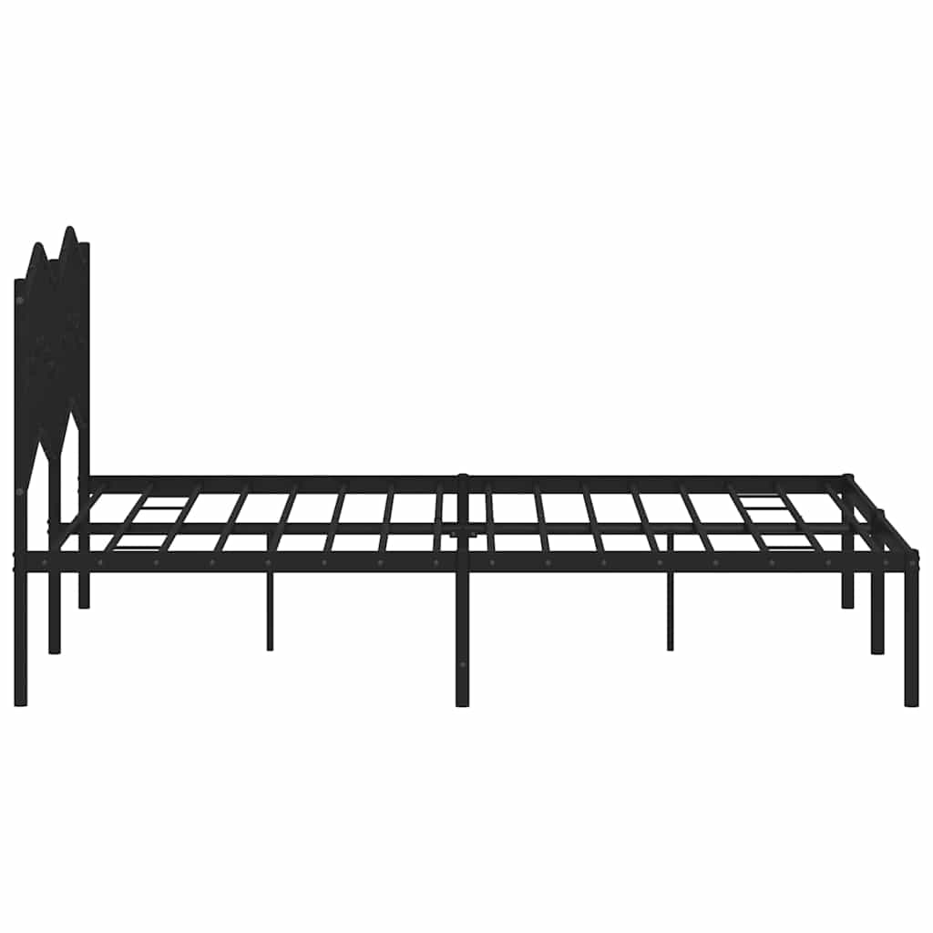 Metal Bed Frame without Mattress with Headboard Black 150x200 cm