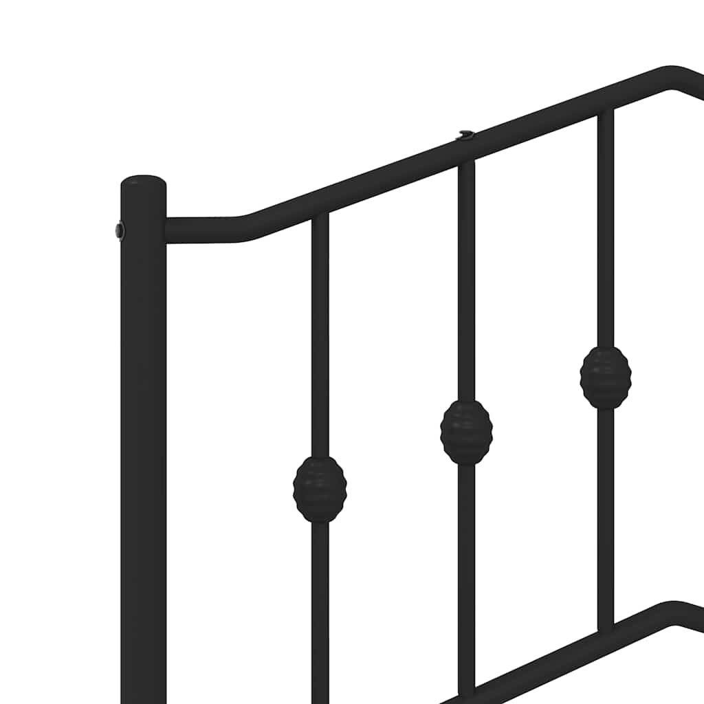 Metal Bed Frame without Mattress with Headboard Black 150x200 cm