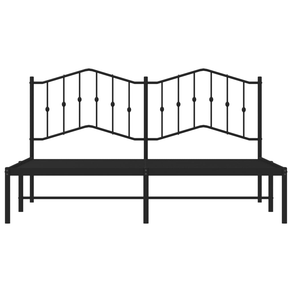 Metal Bed Frame without Mattress with Headboard Black 183x203 cm King