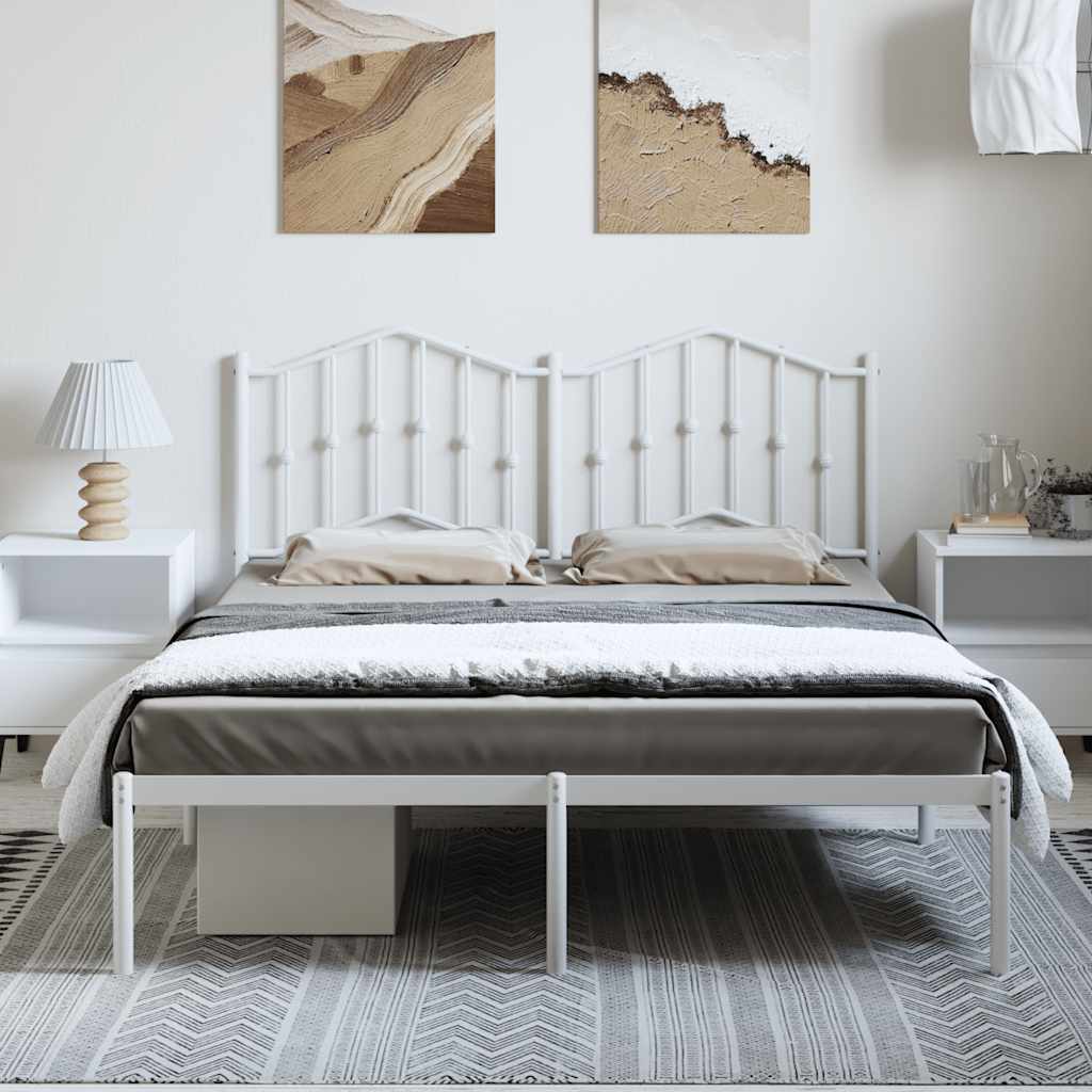 Metal Bed Frame without Mattress with Headboard White 135x190 cm