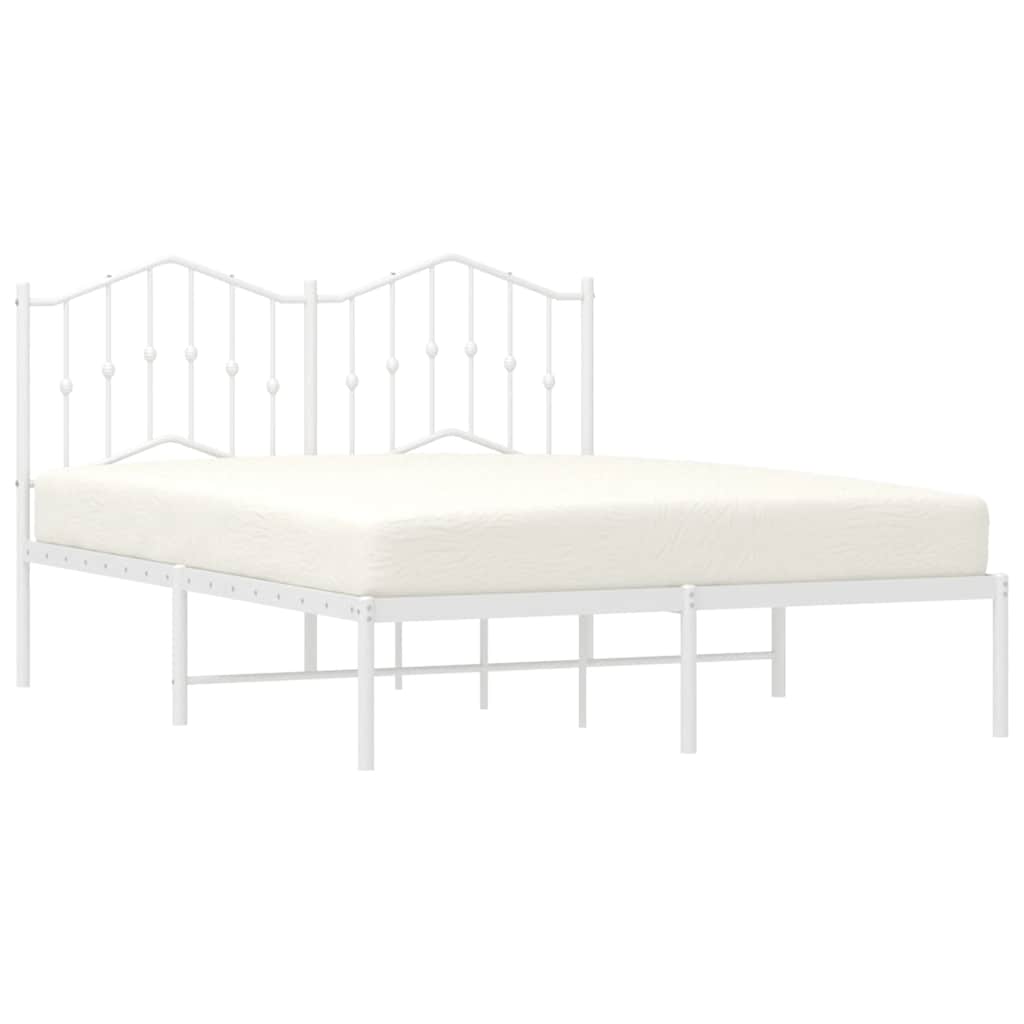 Metal Bed Frame without Mattress with Headboard White 135x190 cm
