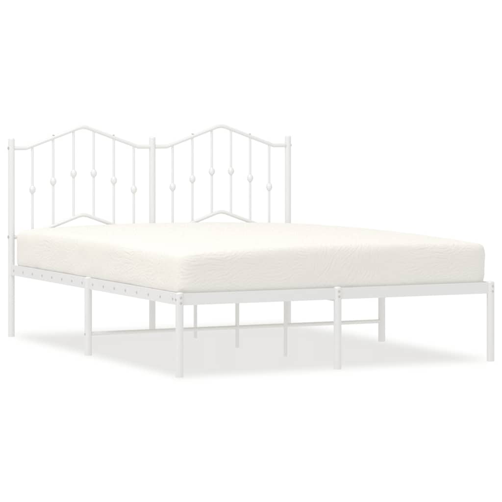 Metal Bed Frame without Mattress with Headboard White 150x200 cm