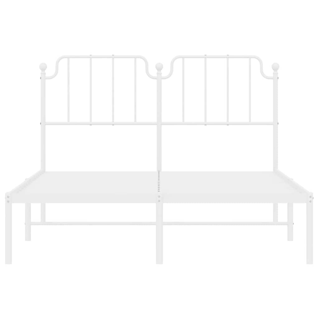 Metal Bed Frame without Mattress with Headboard White 150x200 cm