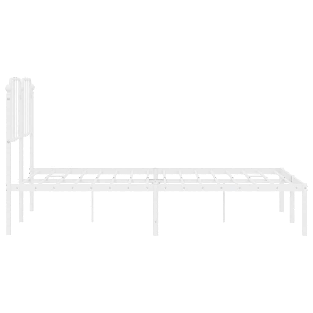 Metal Bed Frame without Mattress with Headboard White 150x200 cm