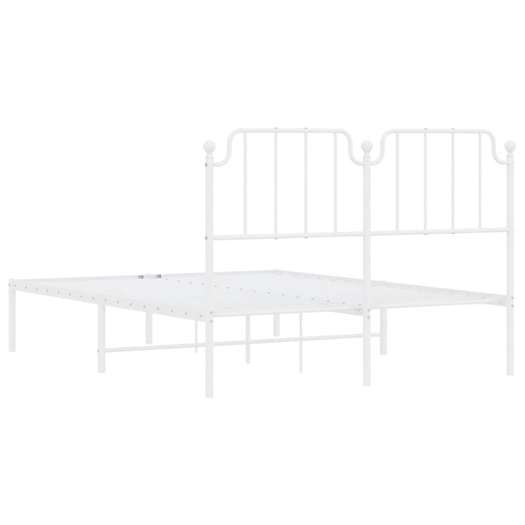 Metal Bed Frame without Mattress with Headboard White 150x200 cm