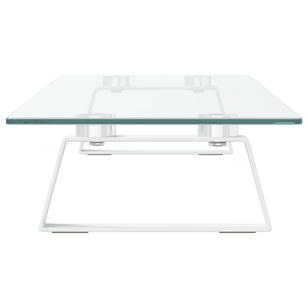 Monitor Stand White 80x20x8 cm Tempered Glass and Metal