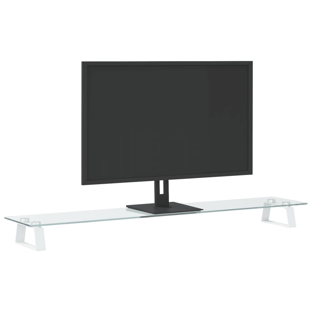 Monitor Stand White 100x20x8 cm Tempered Glass and Metal