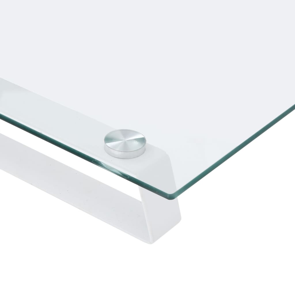 Monitor Stand White 40x35x8 cm Tempered Glass and Metal