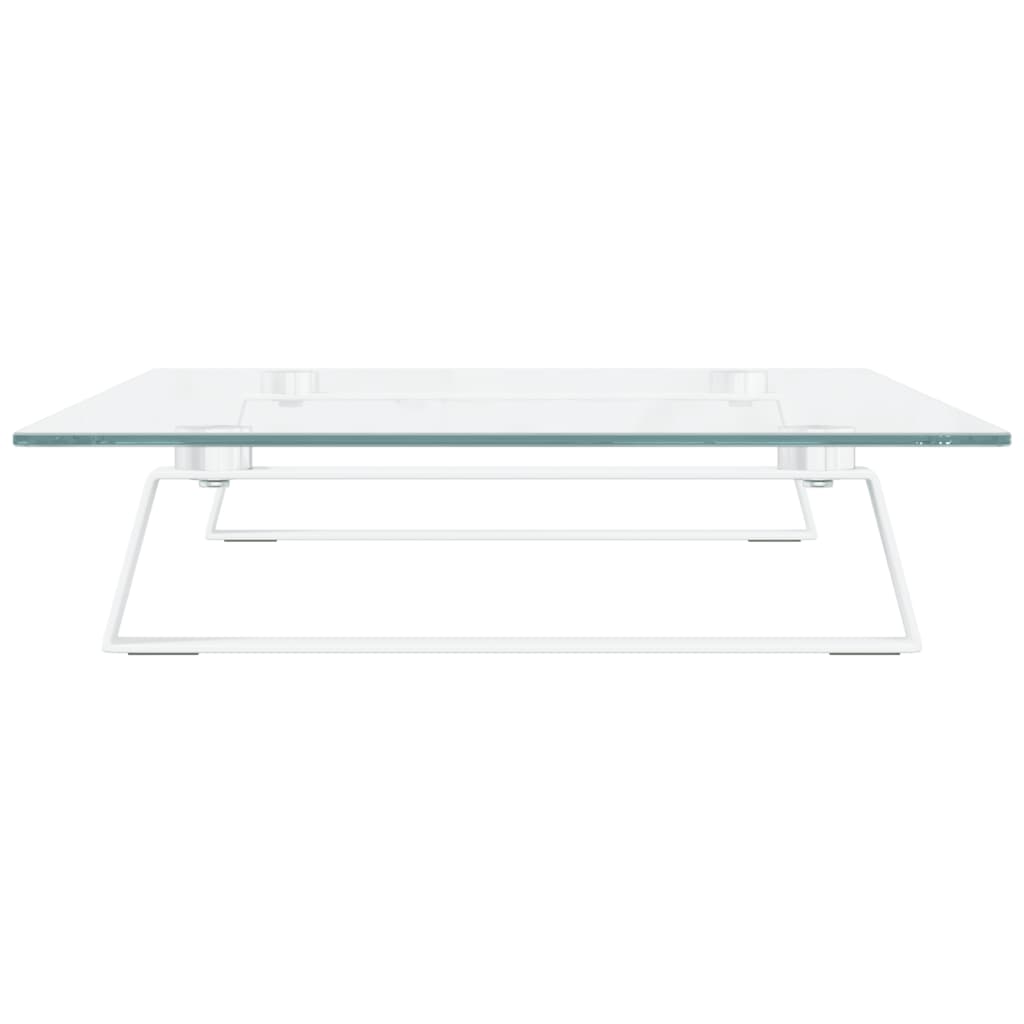 Monitor Stand White 60x35x8 cm Tempered Glass and Metal
