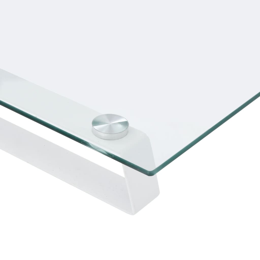Monitor Stand White 60x35x8 cm Tempered Glass and Metal