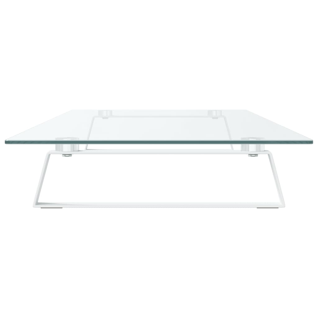 Monitor Stand White 100x35x8 cm Tempered Glass and Metal