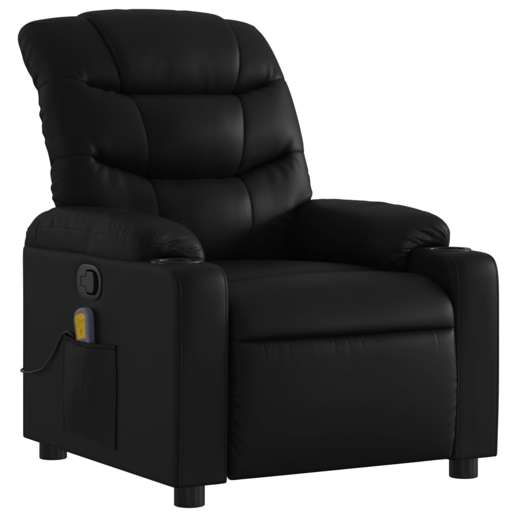 Massage Recliner Chair Black Faux Leather
