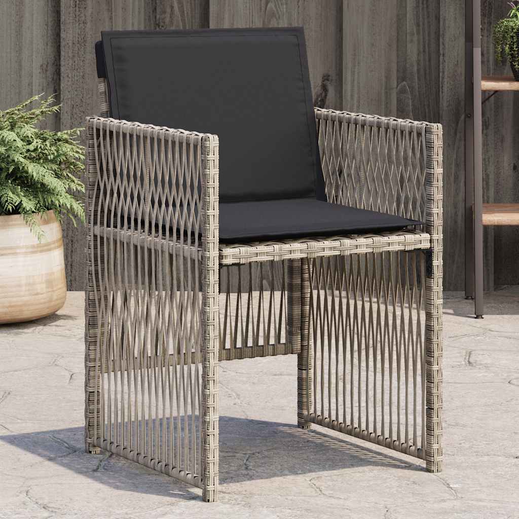 Garden Chairs with Cushions 4 pcs Light Grey Poly Rattan