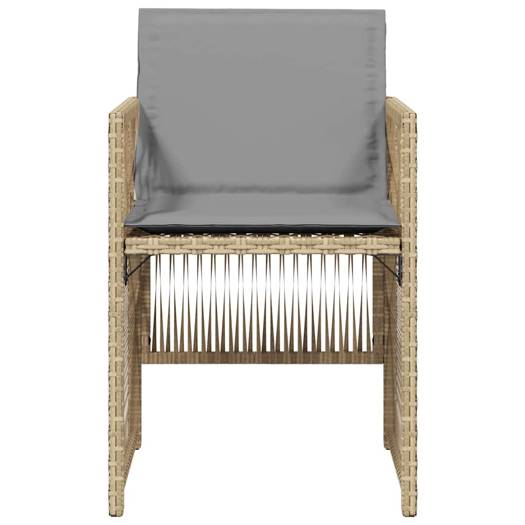 Garden Chairs with Cushions 4 pcs Mix Beige Poly Rattan