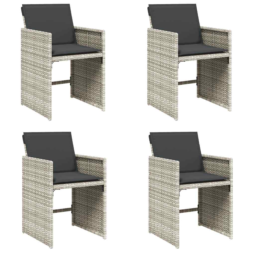 Garden Chairs with Cushions 4 pcs Light Grey Poly Rattan