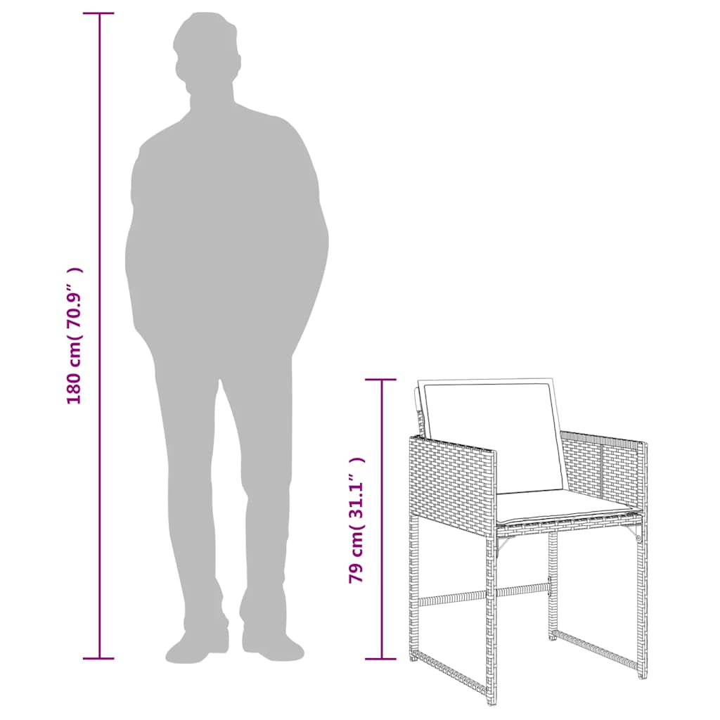 Garden Chairs with Cushions 4 pcs Grey Poly Rattan