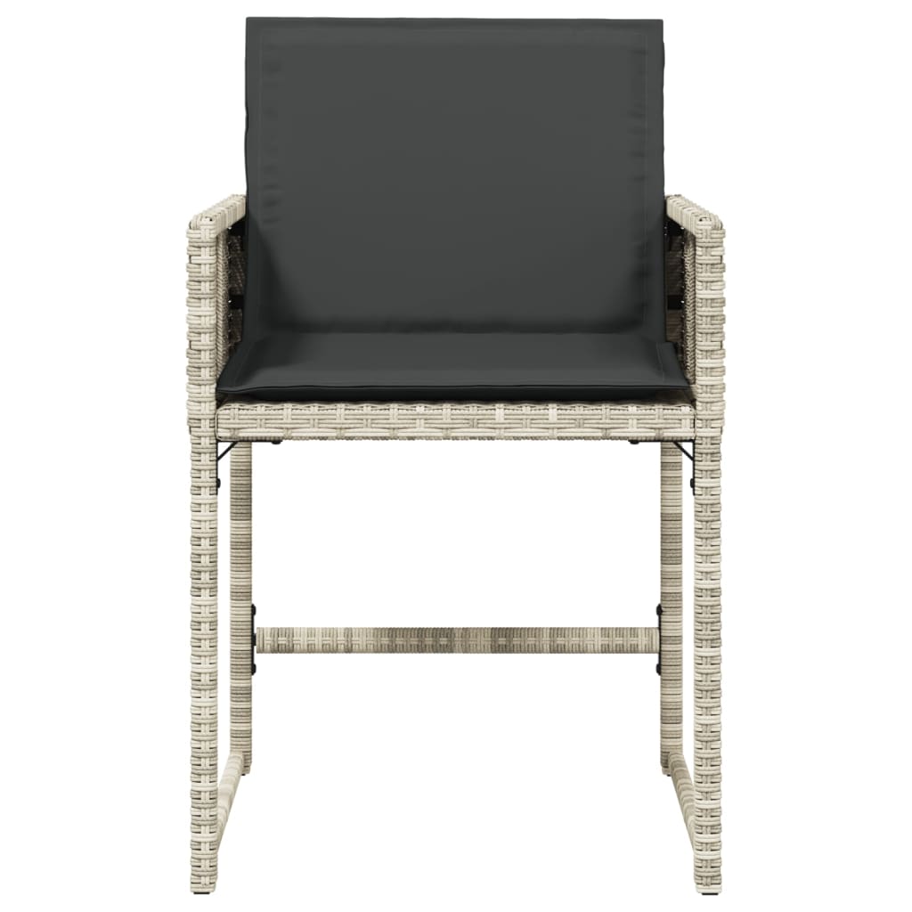 Garden Chairs with Cushions 4 pcs Light Grey Poly Rattan