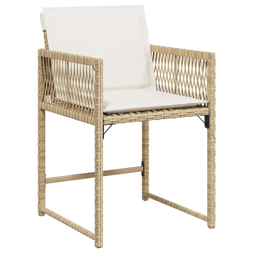 Garden Chairs with Cushions 4 pcs Beige Poly Rattan