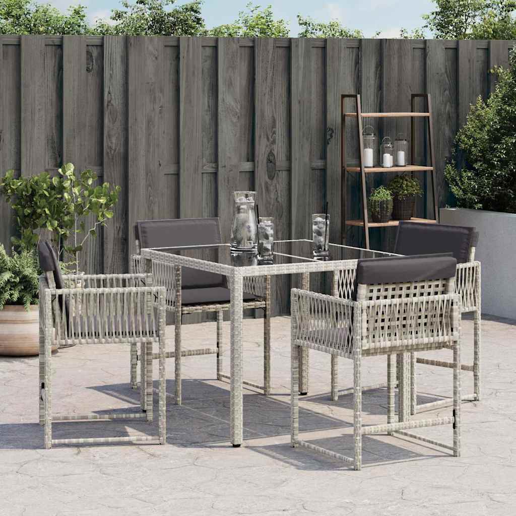 Garden Chairs with Cushions 4 pcs Light Grey Poly Rattan