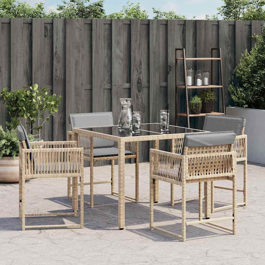 Garden Chairs with Cushions 4 pcs Mix Beige Poly Rattan