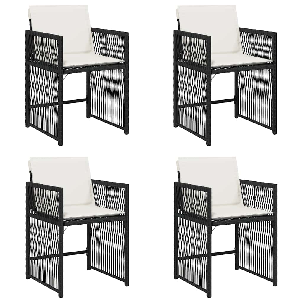 Garden Chairs with Cushions 4 pcs Black Poly Rattan
