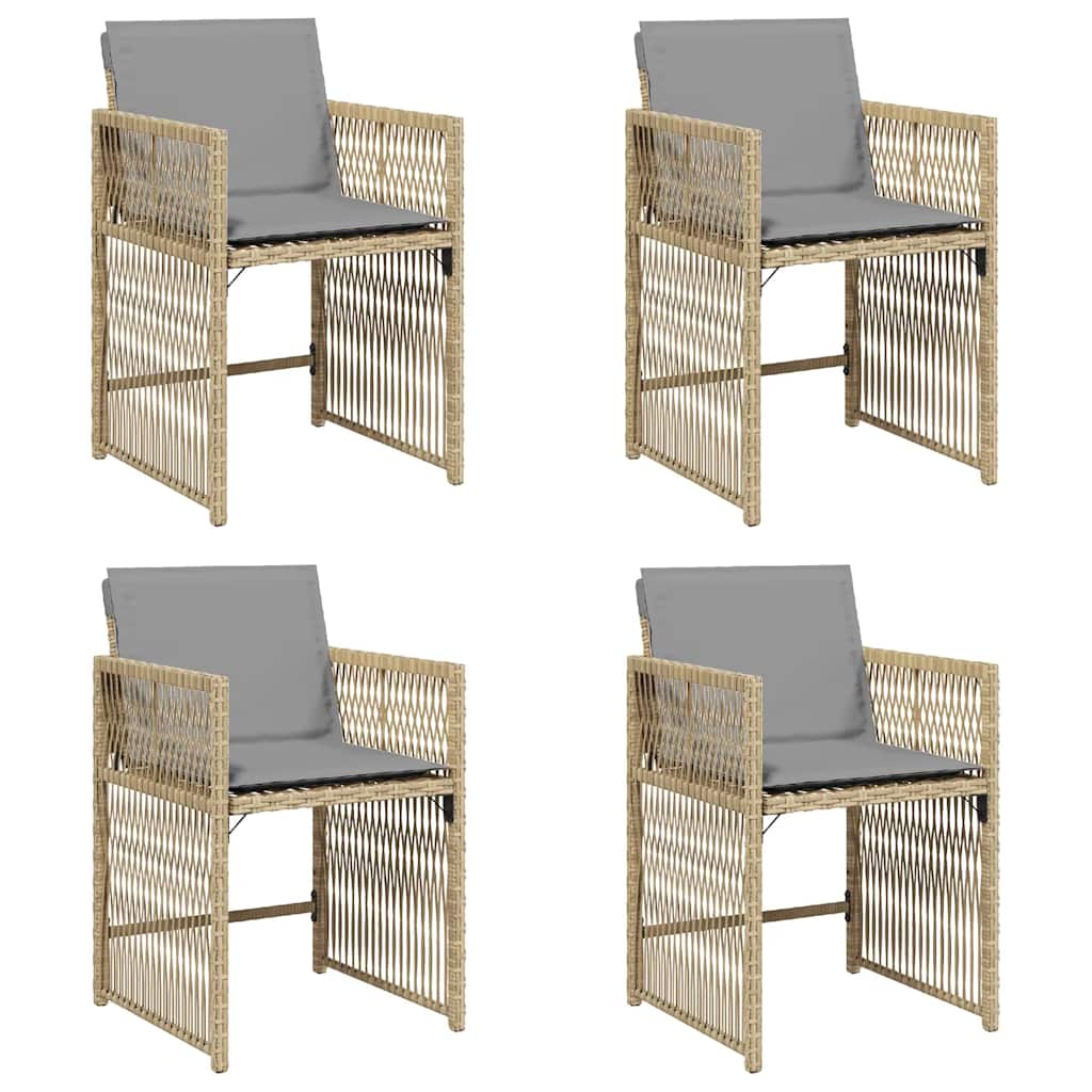 Garden Chairs with Cushions 4 pcs Mix Beige Poly Rattan