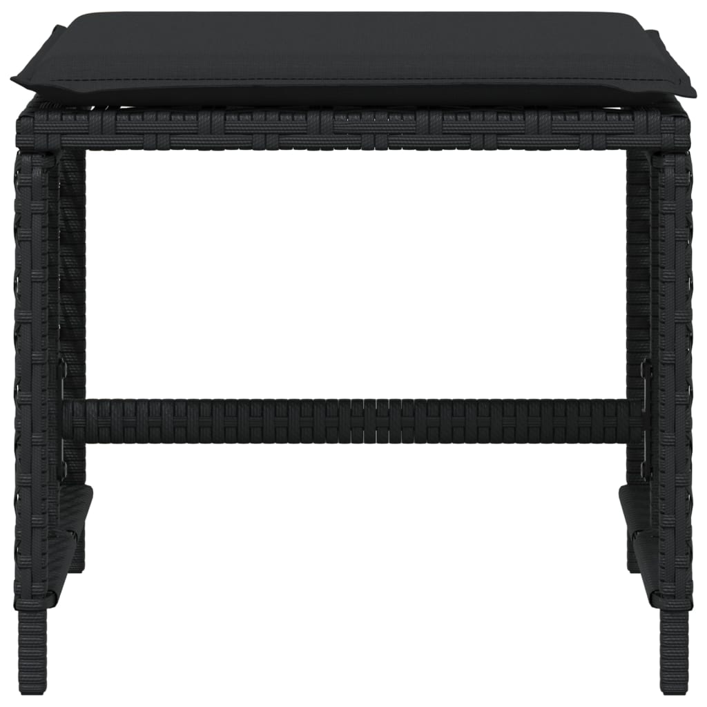 Garden Stools with Cushions 4 pcs Black 41x41x36 cm Poly Rattan