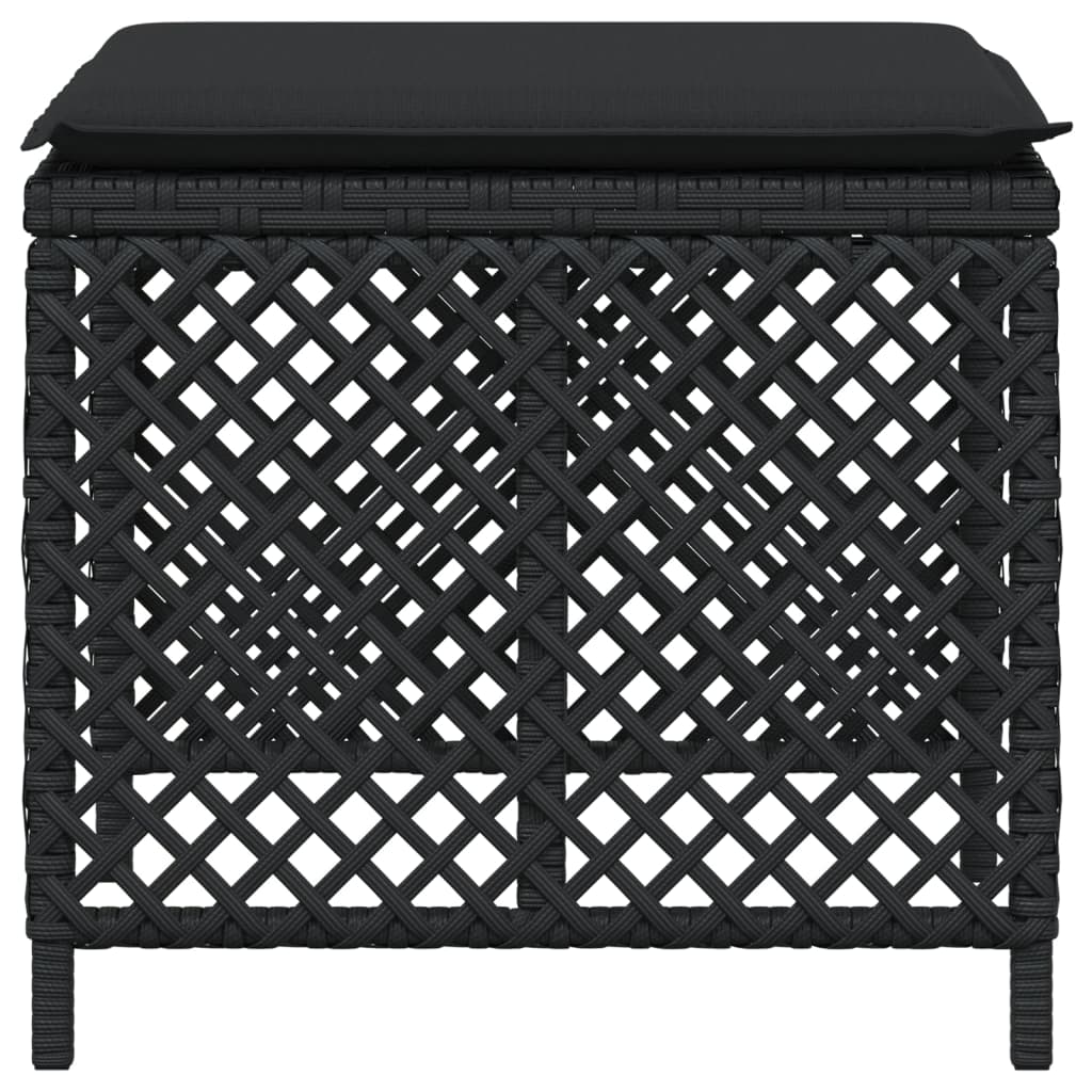 Garden Stools with Cushions 4 pcs Black 41x41x36 cm Poly Rattan