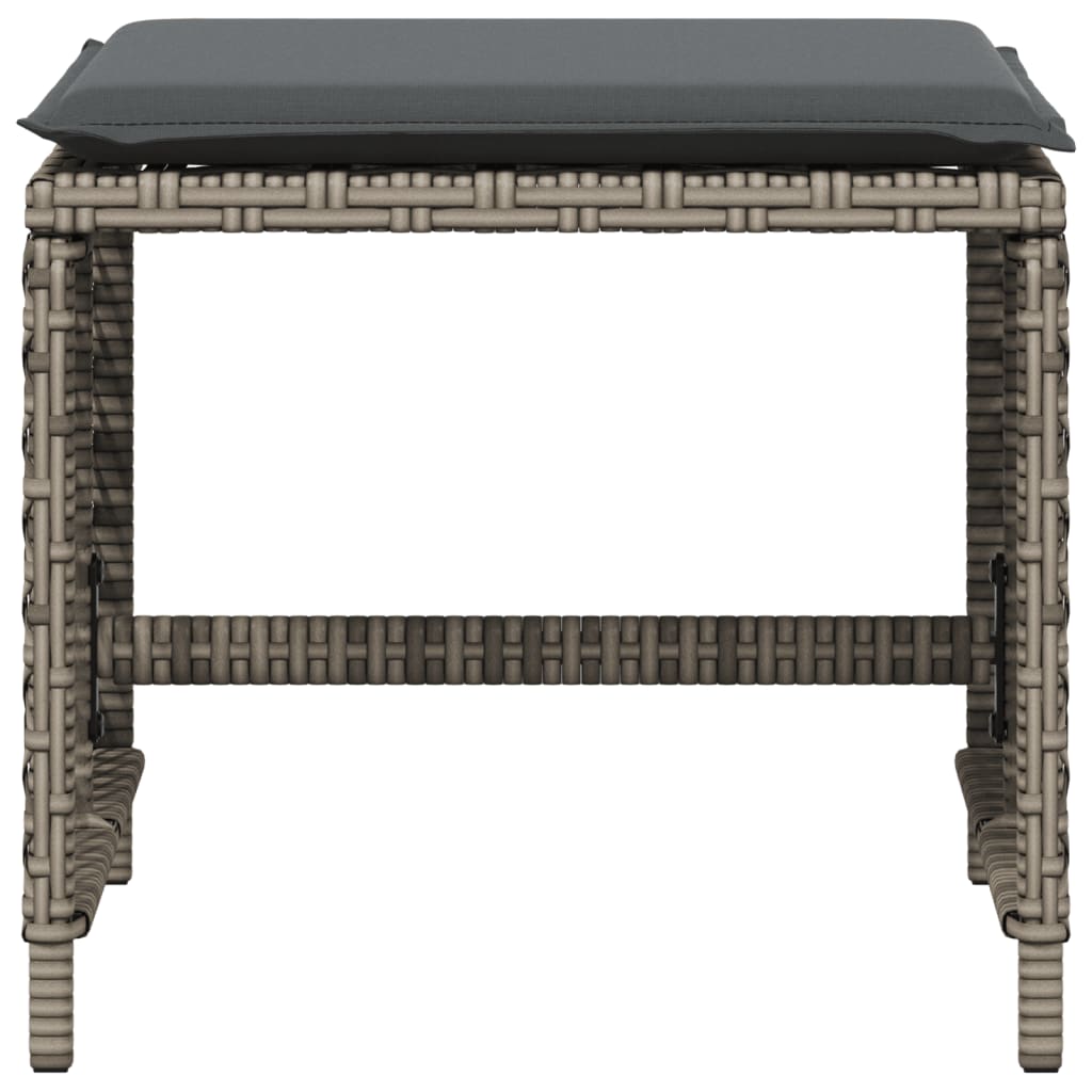 Garden Stools with Cushions 4 pcs Grey 41x41x36 cm Poly Rattan