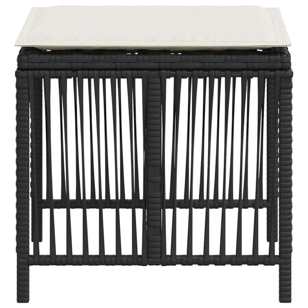 Garden Stools with Cushions 4 pcs Black 41x41x36 cm Poly Rattan