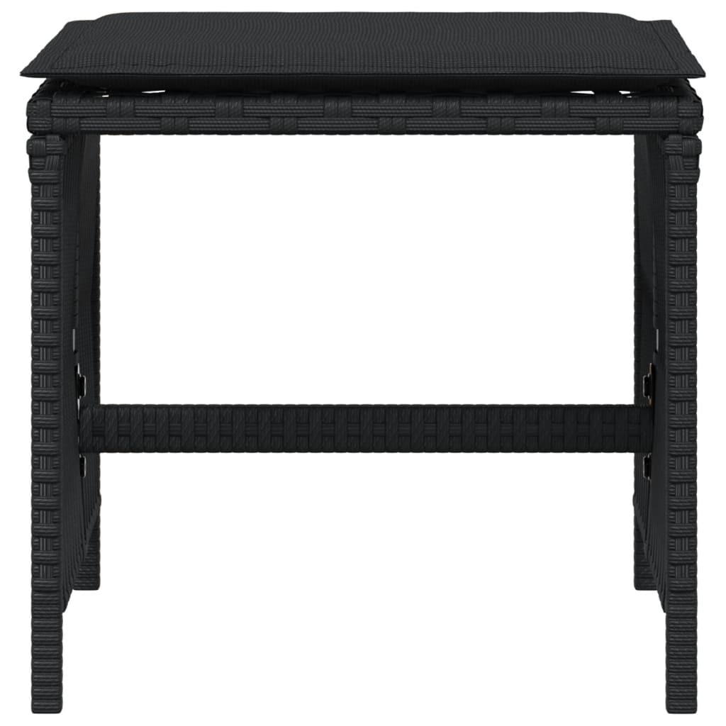 Garden Stools with Cushions 4 pcs Black 41x41x36 cm Poly Rattan