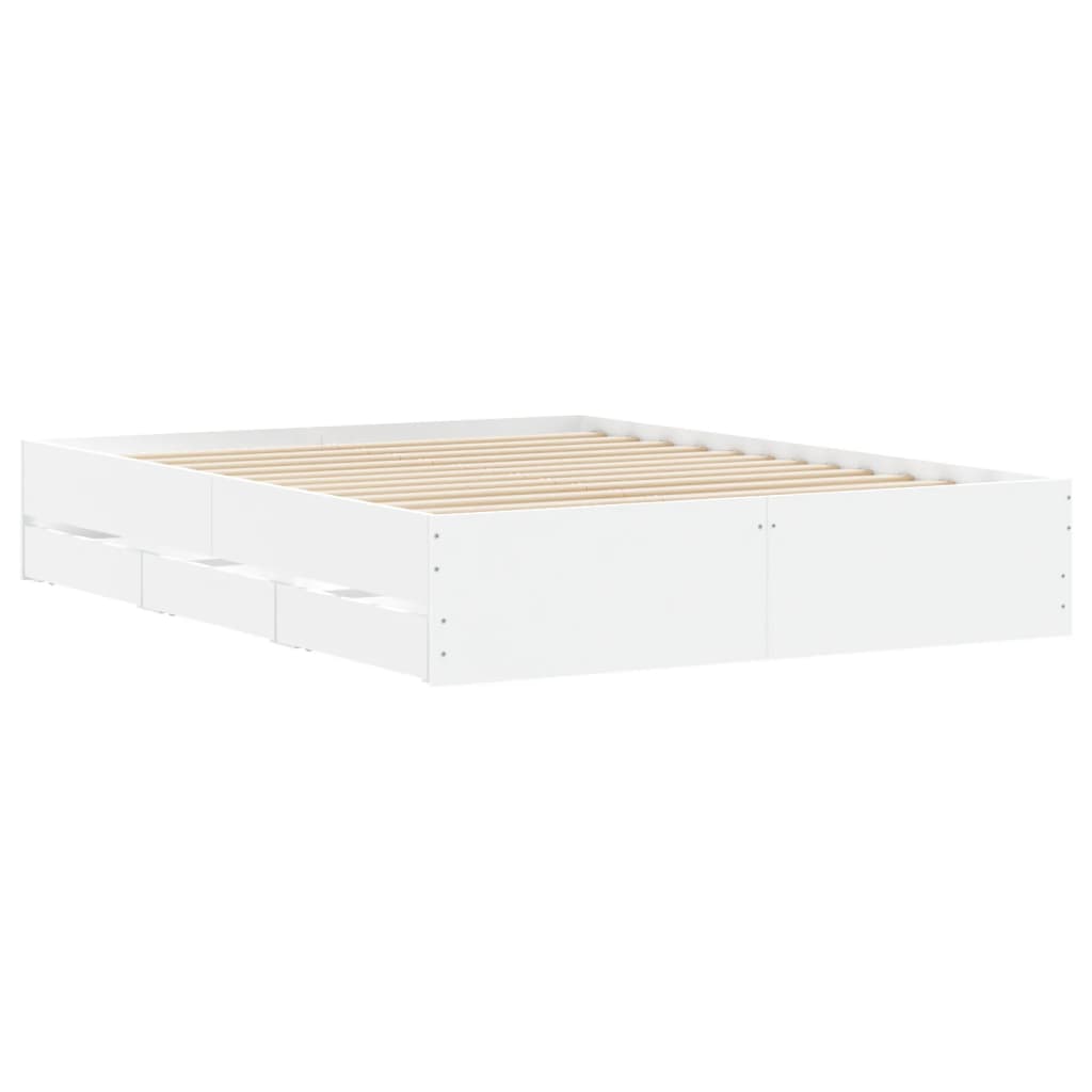 Bed Frame with Drawers without Mattress White 150x200 cm