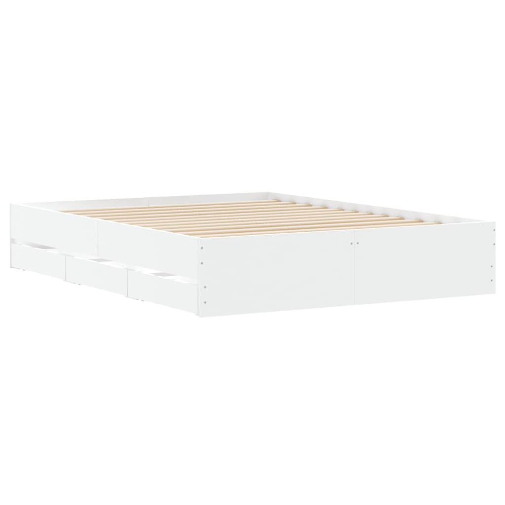 Bed Frame with Drawers without Mattress White 150x200 cm
