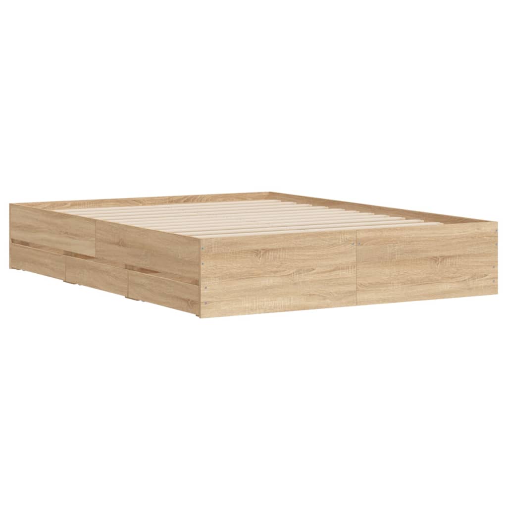Bed Frame with Drawers without Mattress Sonoma Oak 150x200 cm