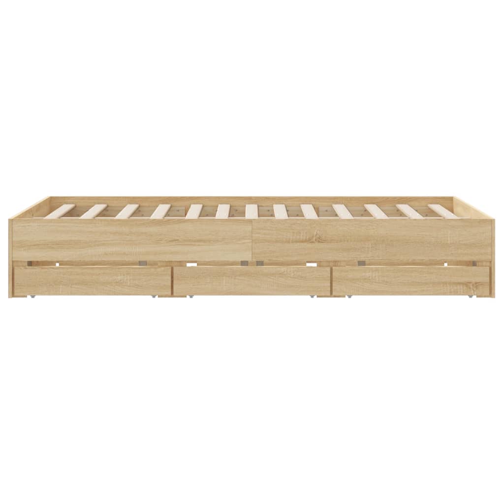 Bed Frame with Drawers without Mattress Sonoma Oak 150x200 cm