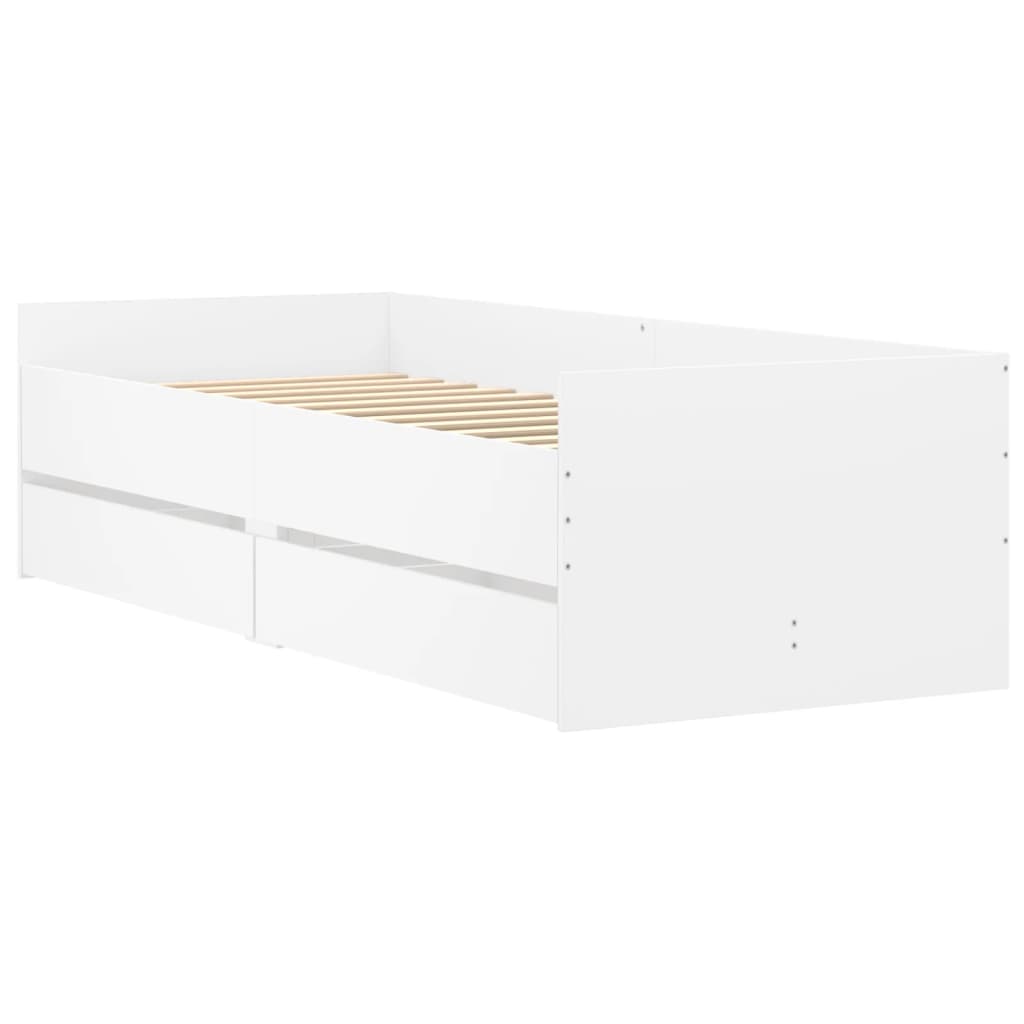 Bed Frame with Drawers without Mattress White 90x190 cm