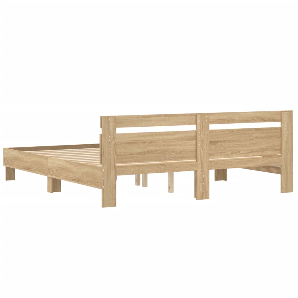 Bed Frame without Mattress Sonoma Oak 183x203 cm King