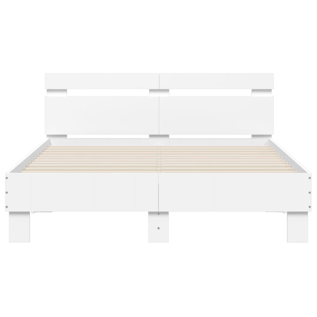Bed Frame with LED without Mattress White 135x190 cm