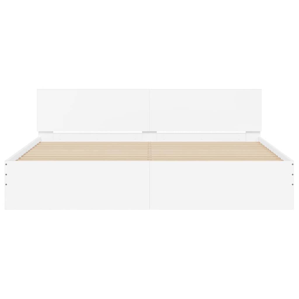 Bed Frame with LED without Mattress White 183x203 cm King