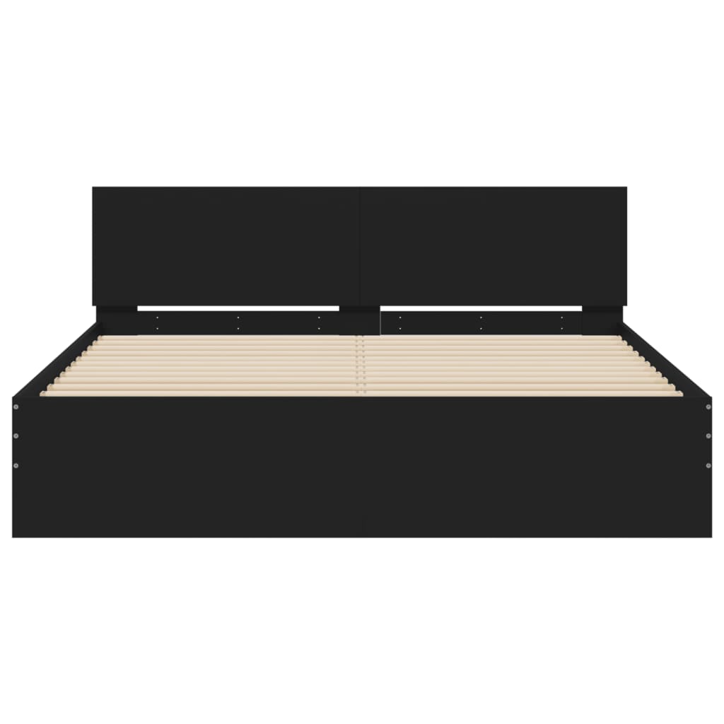Bed Frame with LED without Mattress Black 150x200 cm