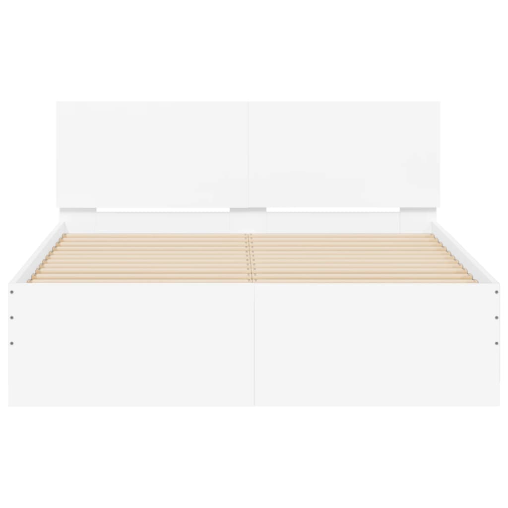 Bed Frame with LED without Mattress White 135x190 cm