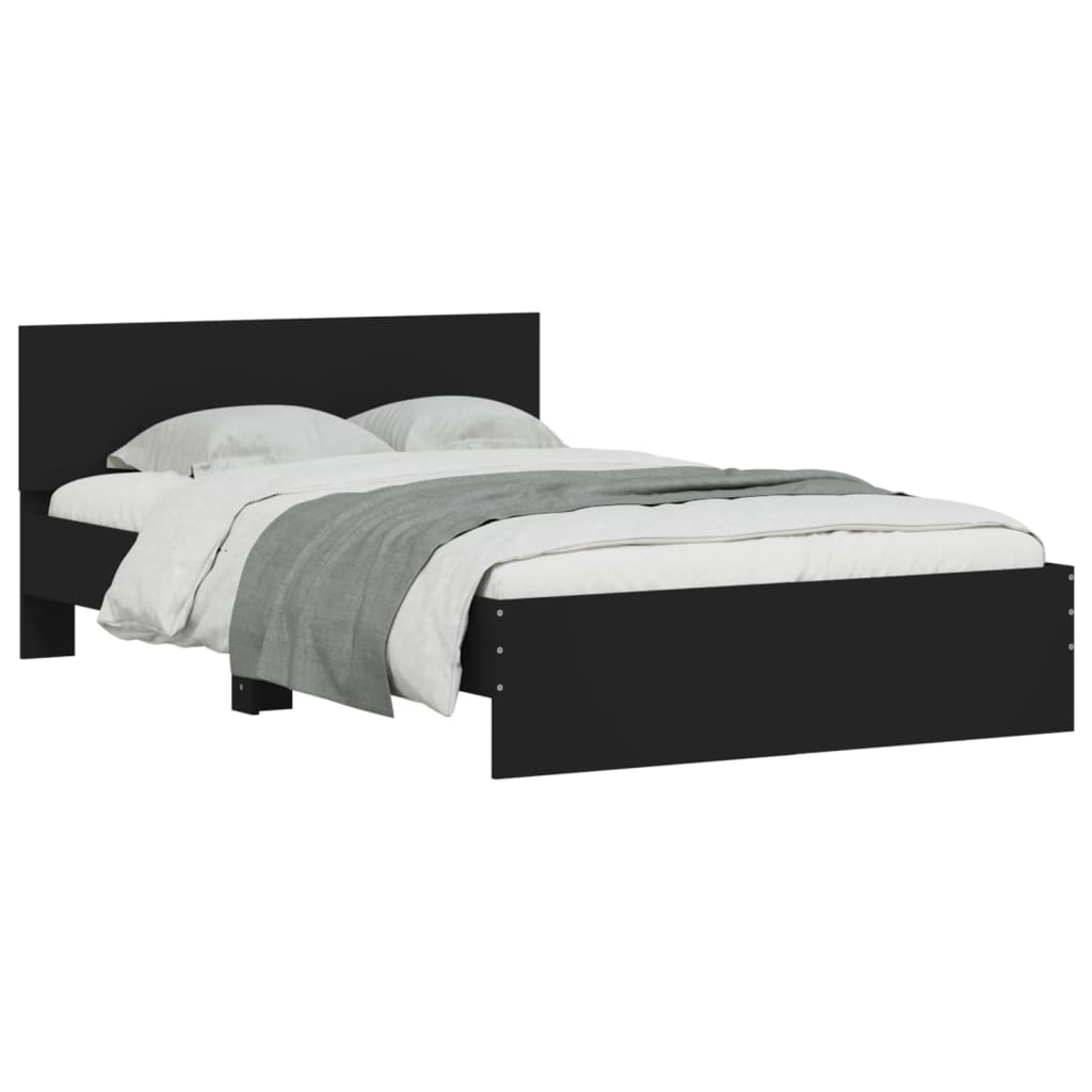 Bed Frame with LED without Mattress Black 135x190 cm