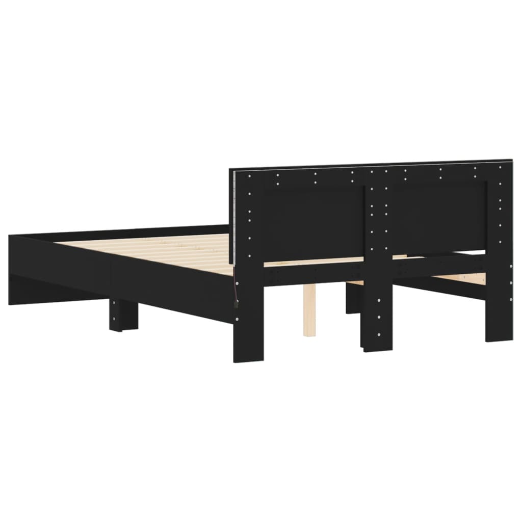 Bed Frame with LED without Mattress Black 135x190 cm