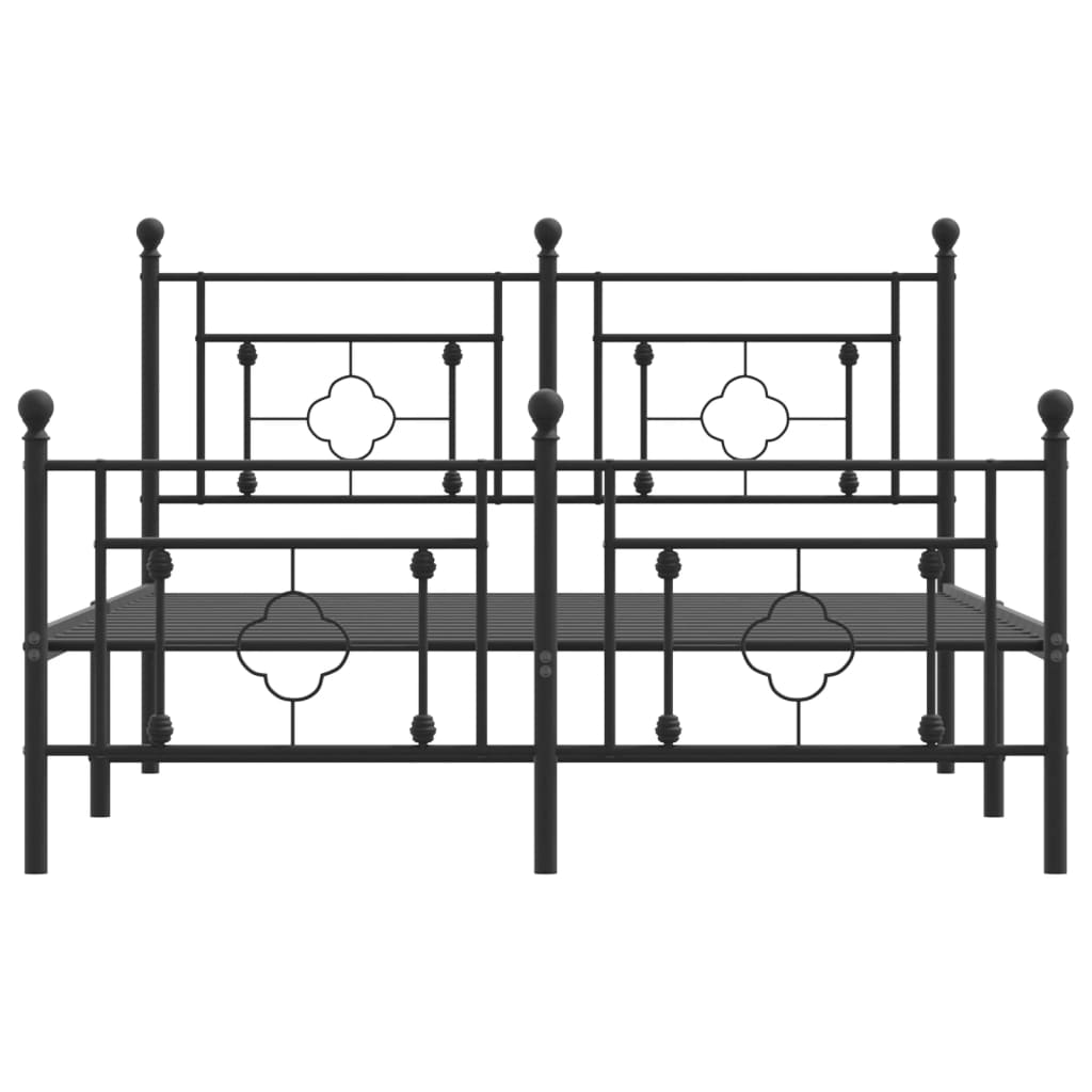 Metal Bed Frame without Mattress with Footboard Black 135x190 cm