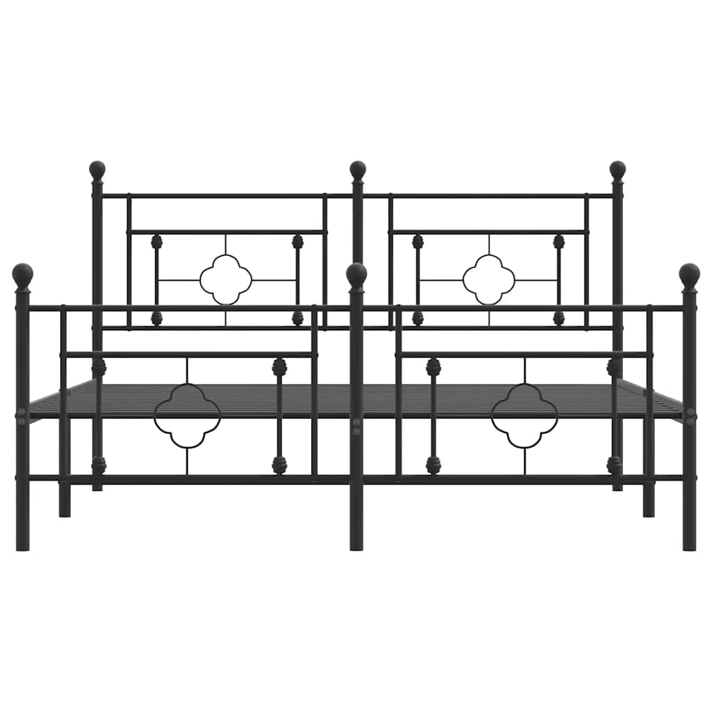 Metal Bed Frame without Mattress with Footboard Black 150x200 cm