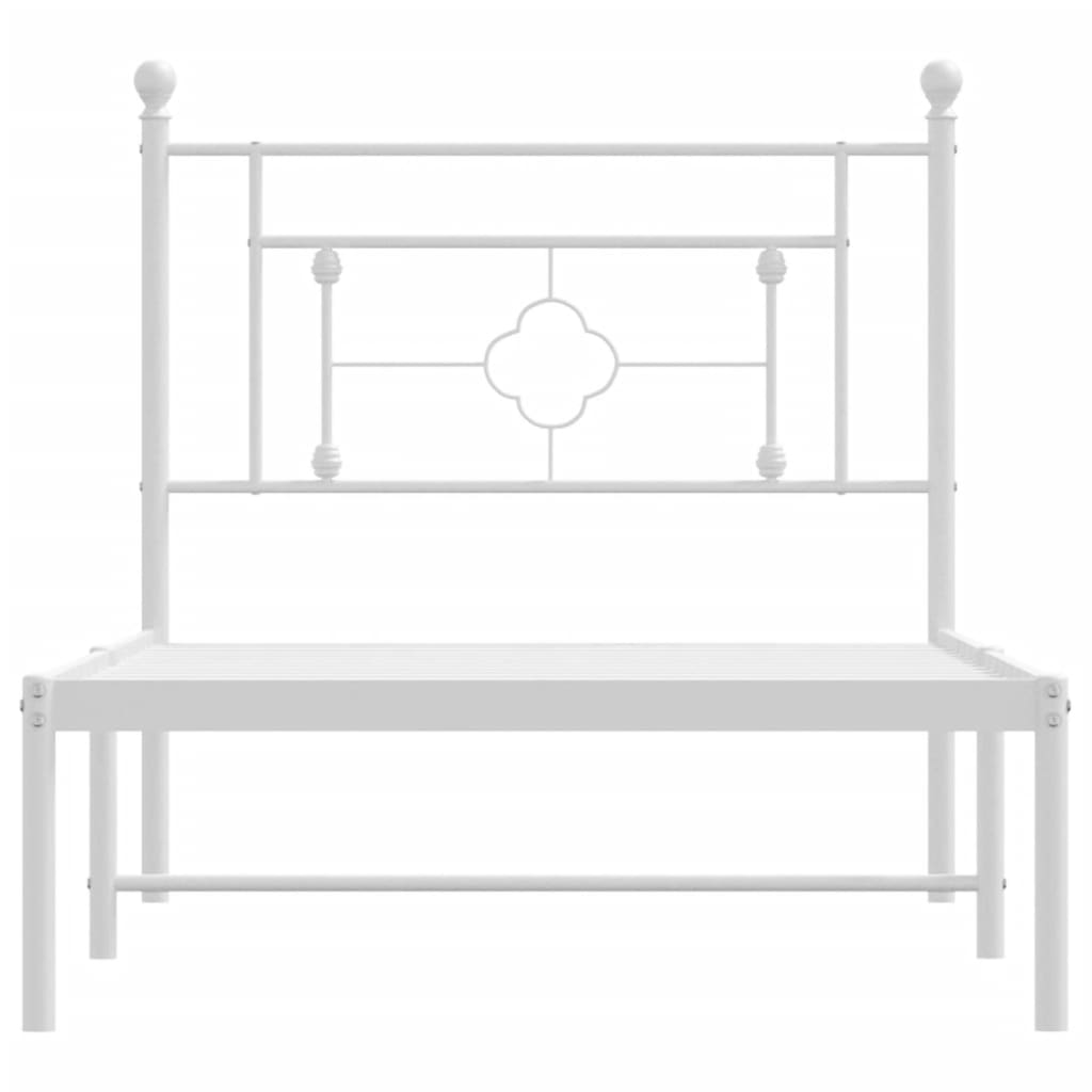 Metal Bed Frame without Mattress with Headboard White 90x190 cm
