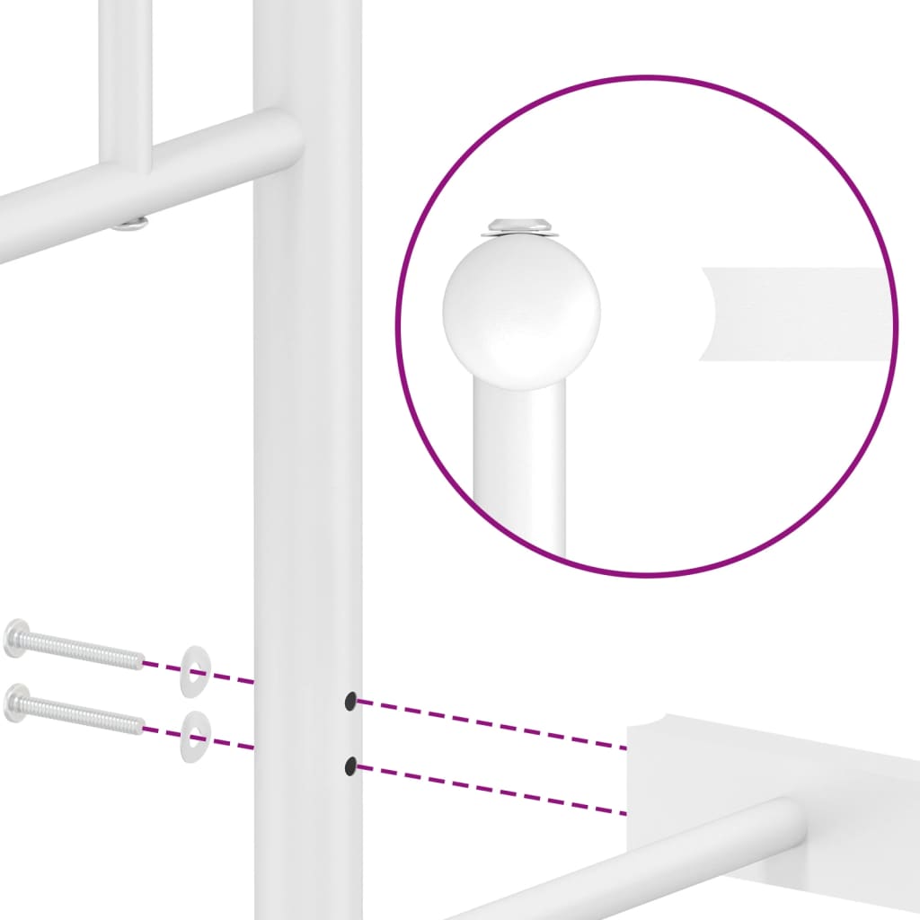 Metal Bed Frame without Mattress with Headboard White 90x190 cm